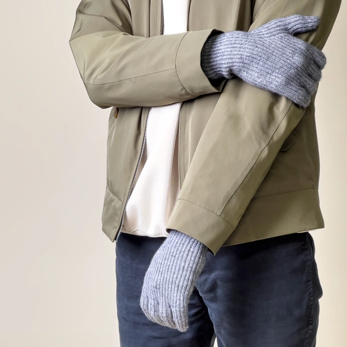 Gants de téléphone tressés avec découpes pour les doigts - gris