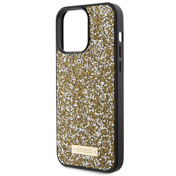 Etui Guess GUHCP15XPFGSBSD iPhone 15 Pro Max 6.7" żółty/yellow hardcase Rhinestone Metal Logo Case