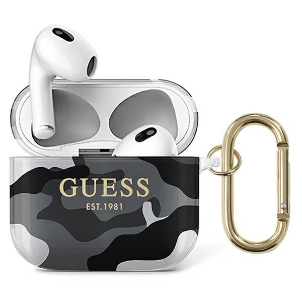 Hülle GUESS Apple AirPods 3 Camo Kollektion Schwarz Case