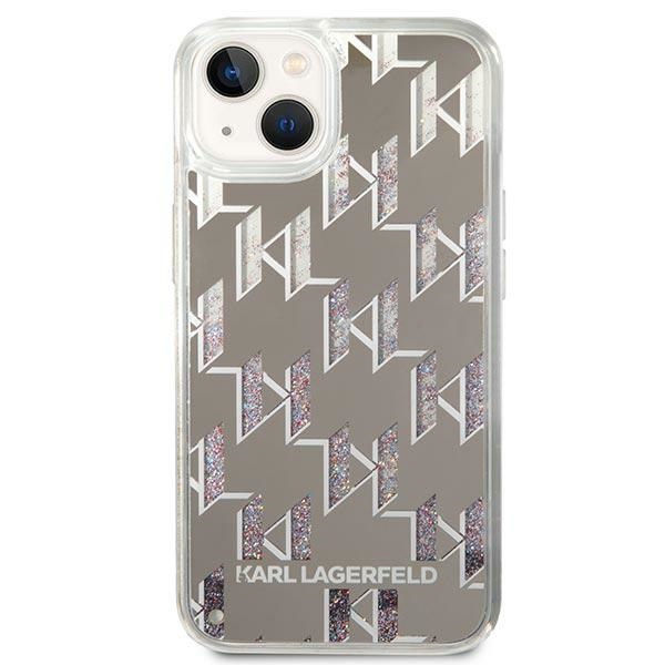Case KARL LAGERFELD Apple iPhone 14 Plus Liquid Glitter Monogram Silver Hardcase