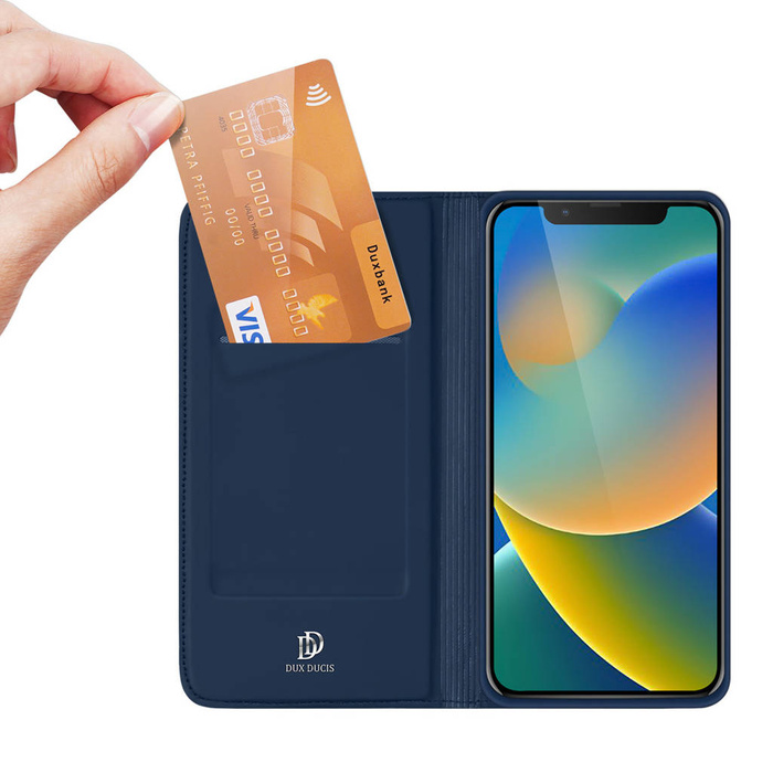 Dux Ducis Skin Pro Holster Flip Cover para iPhone 14 azul