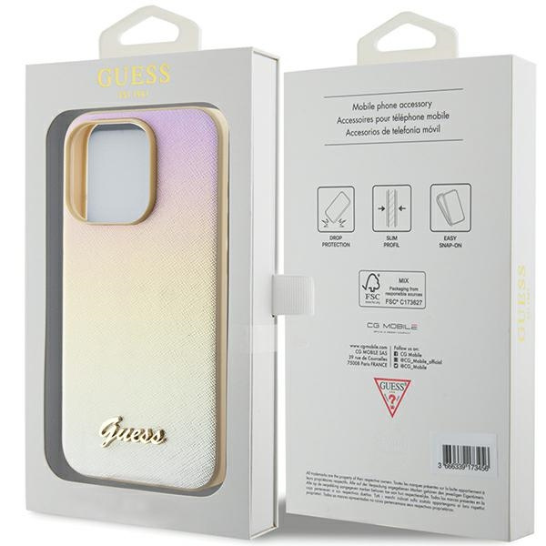 Etui Guess GUHCP14XPSAIRSD iPhone 14 Pro Max 6.7" złoty/gold hardcase Saffiano Iridescent Script Case