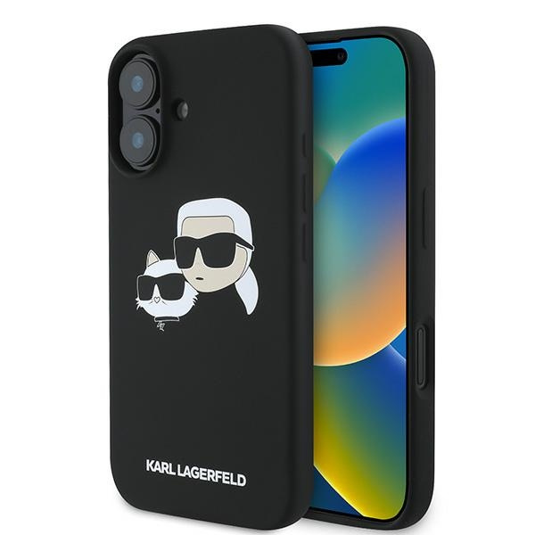 Etui Karl Lagerfeld iPhone 16 Plus czarny/black HC MagSafe Sil Double Heads Print