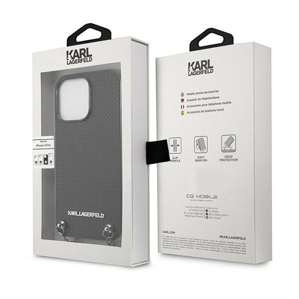 Karl Lagerfeld KLHCP13LPMK iPhone 13 Pro / 13 6.1" hardcase black/black Leather Textured and Chain