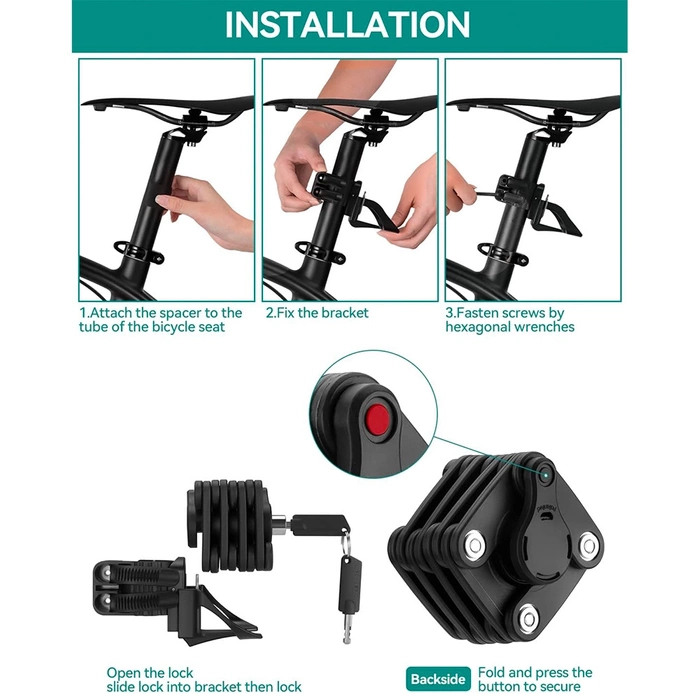 Rockbros WD795 foldable bicycle lock - black