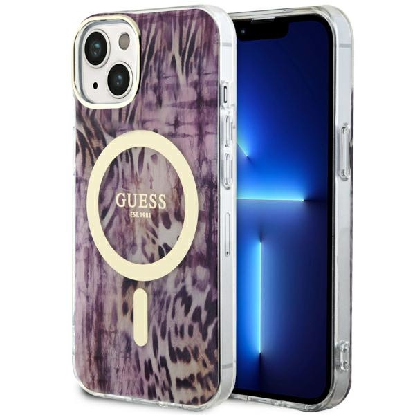 Case Guess GUHMP14SHLEOPWP iPhone 14 6.1" pink/pink hardcase Leopard MagSafe Case
