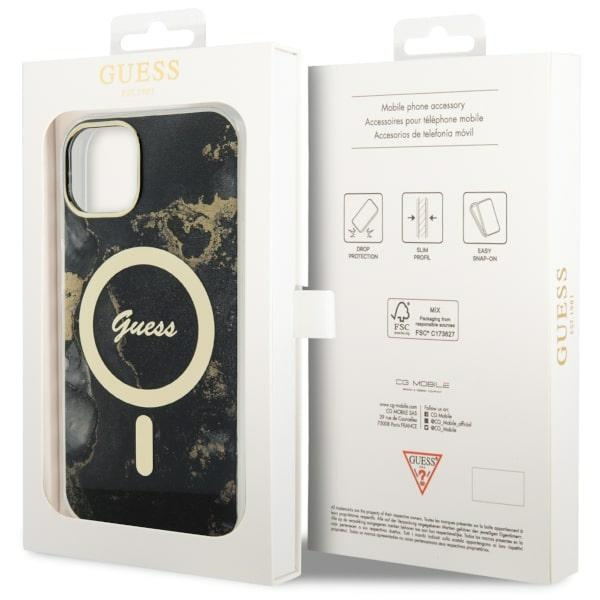 Cover Guess GUHMP14MHTMRSK iPhone 14 Plus 6,7" nero/nero durocase Golden Marble MagSafe Case