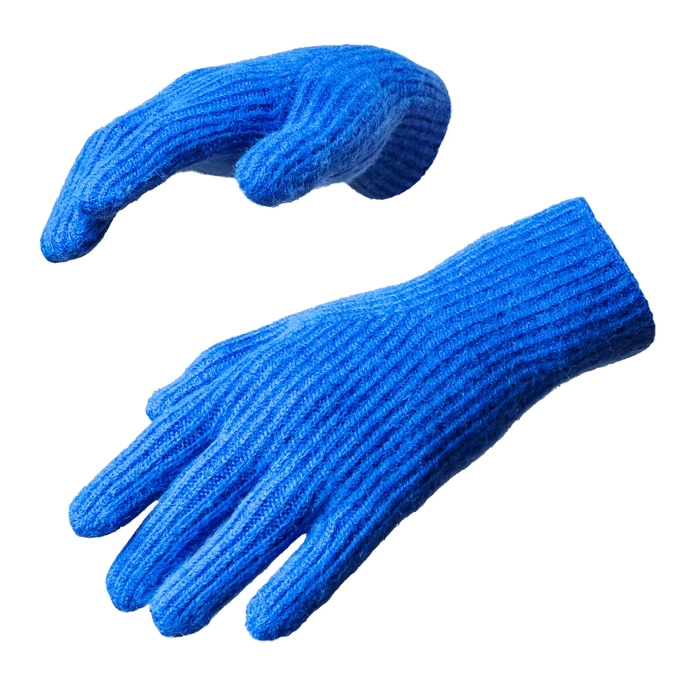 Gants de téléphone tressés avec découpes pour les doigts - bleu