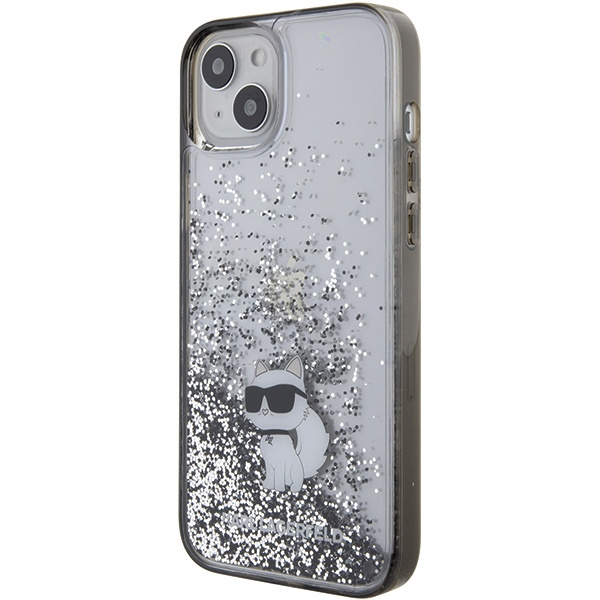 Karl Lagerfeld KLHCP15MLKCNSK iPhone 15 Plus 6,7" duro transparentecase Liquid Glitter Choupette
