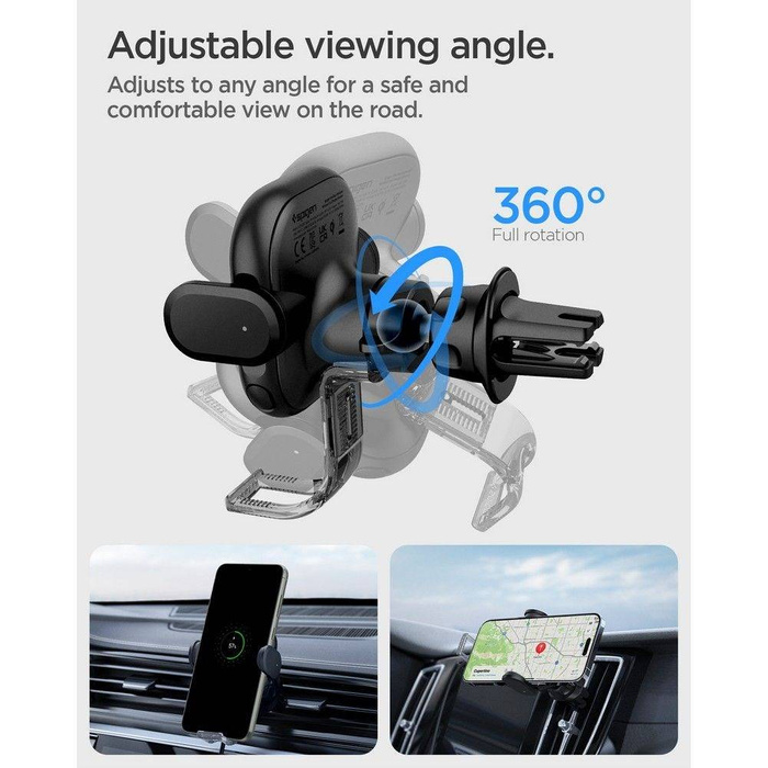 Spigen Uts12w Onetap Caricatore senza fili universale per auto con supporto a sfiato nero