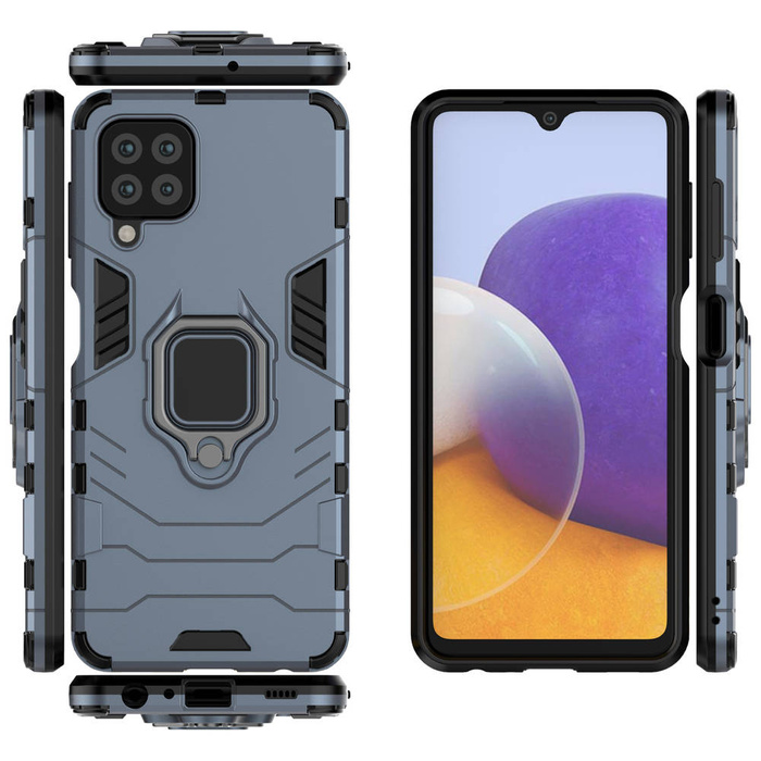 Kroužek Armor pancéřovaný hybridní pouzdro kryt + magnetic držák Samsung Galaxy A22 4G modrý