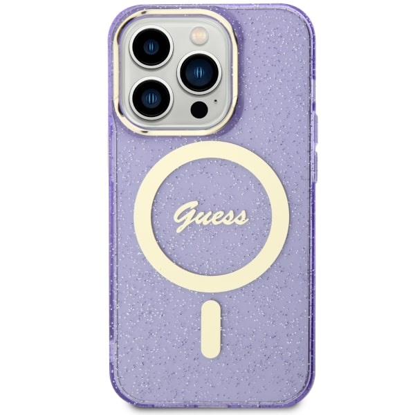 Case Guess GUHMP14LHCMCGU iPhone 14 Pro 6.1" purple/purple hardcase Glitter Gold MagSafe Case