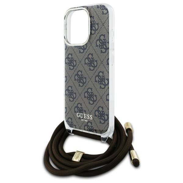 Etui Guess iPhone 16 Pro Max 6.9" brązowy/brown hardcase Crossbody Cord 4G Print