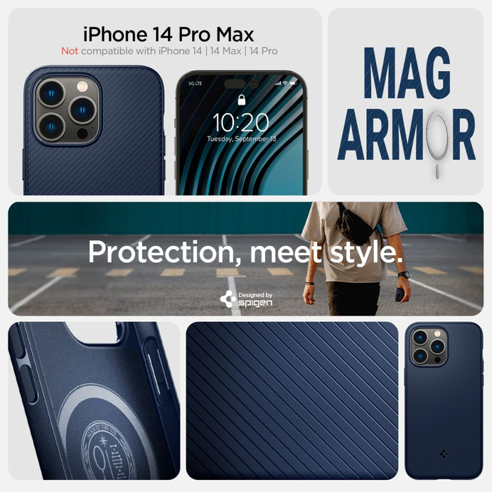 Cover Spigen Mag Armor IPhone 14 PRO MAX BLU NAVY