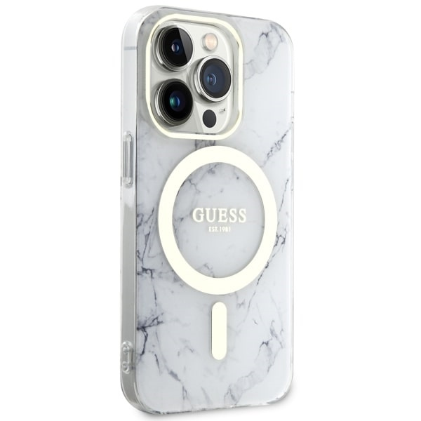 Case Guess GUHMP14XPCUMAH iPhone 14 Pro Max 6.7" white/white hardcase Marble MagSafe Case