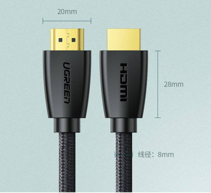 Ugreen strong cable HDMI 2.0 nylon braided cable 4K 60 Hz 3D 18 Gbps HDR ARC Ethernet (HEC) 48 bit 1.5 m black (HD118 40409)