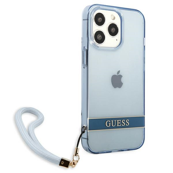 Hülle GUESS Apple iPhone 13 13 Pro Transluzent Stap Blau Hartcase