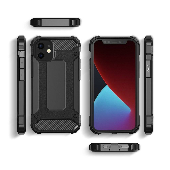 Hybrid Armor Case Cover robusta e resistente per iPhone 12 Pro Max nera