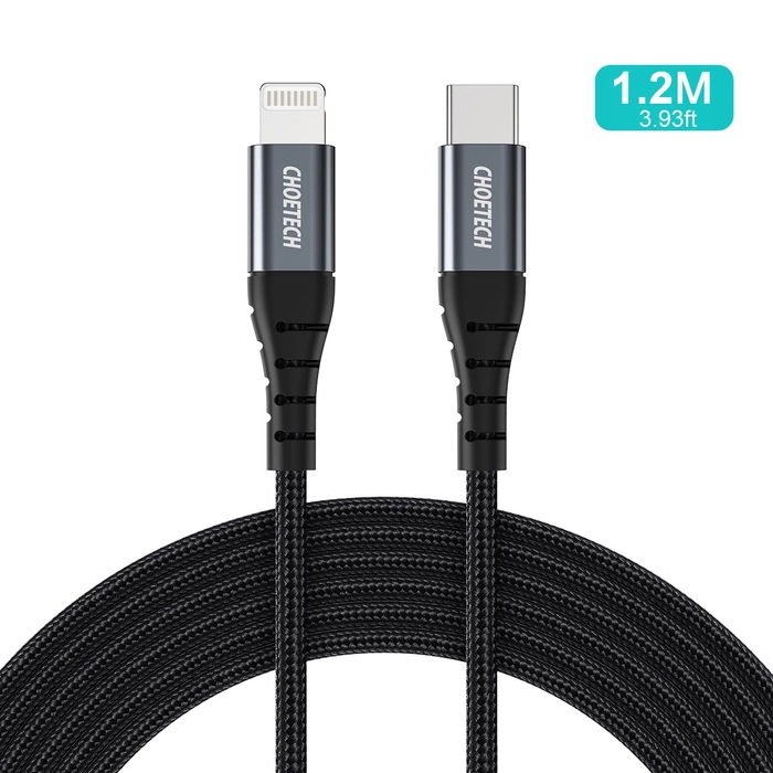 Choetech IP0039 USB-C / Lightning MFi kabel, 1,2m dlouhý - černý