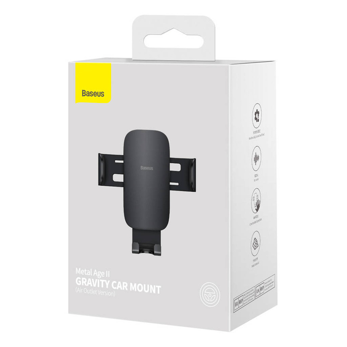 [APRÈS RETOUR] Support de téléphone de voiture gravitationnel Baseus Metal Age II pour grille de ventilation noir (SUJS000001)