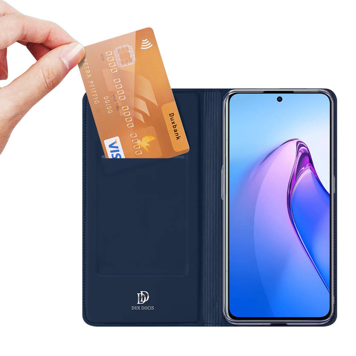 Dux Ducis Skin Pro funda para Oppo Reno 8 Pro flip cover card wallet stand azul