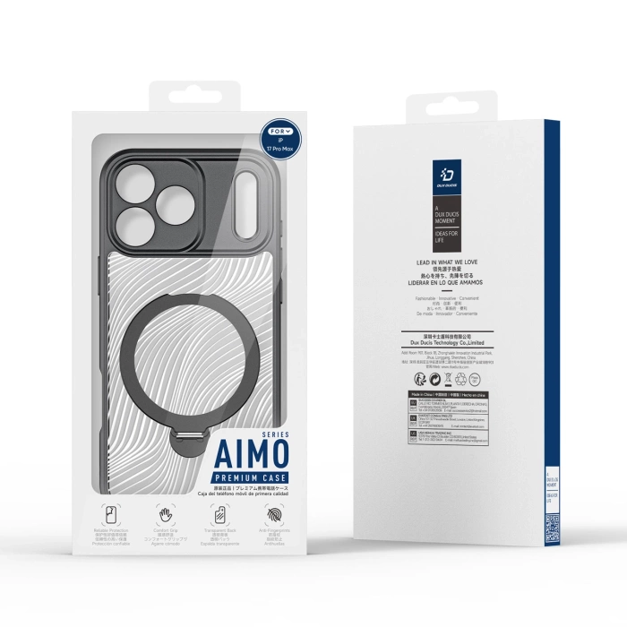 Dux Ducis Aimo Mag Case mit Magnetring und Ständer für iPhone 17 Pro Max - Schwarz