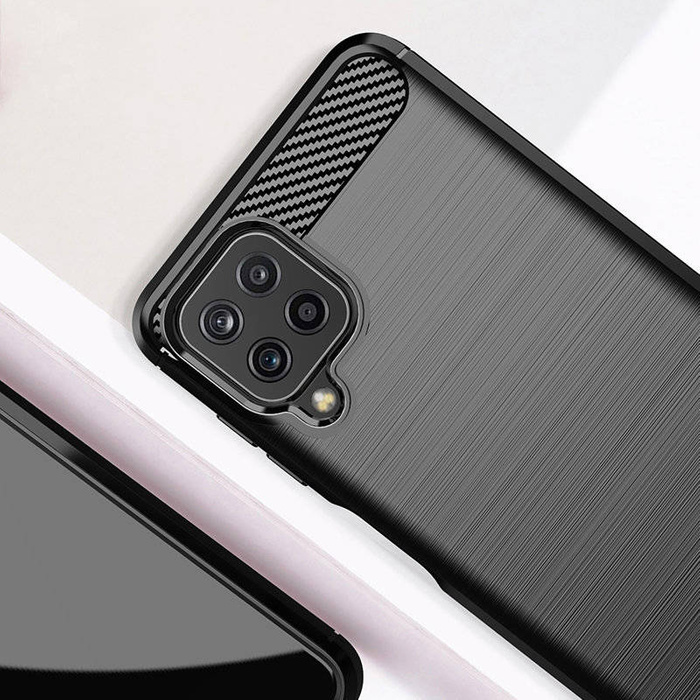 Carbon Case Flexibel Handyhülle TPU Schutzhülle für Samsung Galaxy A22 4G schwarz