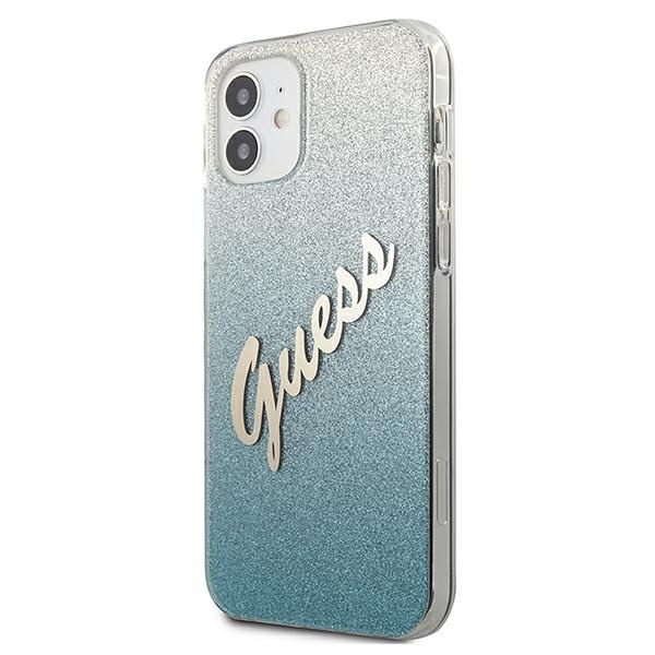 Case GUESS Apple iPhone 12 Mini Glitter Gradient Script Blue Hardcase