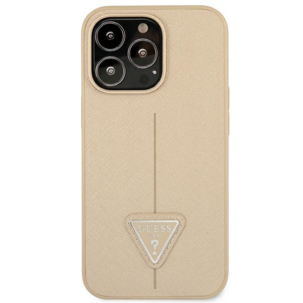 Hülle Guess GUHCP14XPSATLE iPhone 14 Pro Max 6.7" beige/beige hartcase SaffianoTriangle Logo