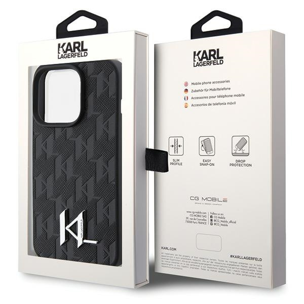 Etui Karl Lagerfeld KLHCP15XPKLPKLK iPhone 15 Pro Max 6.7" czarny/black hardcase Leather Monogram Hot Stamp Metal Logo Case