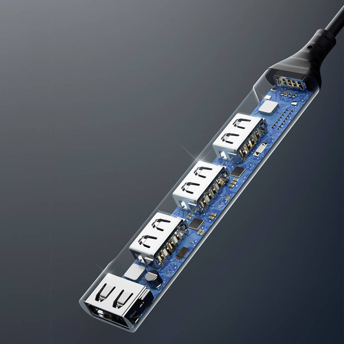 Dudao HUB 4in1 USB-C - 4x USB-A (3 x USB2.0 / USB3.0) 6,3cm negro (A16T)