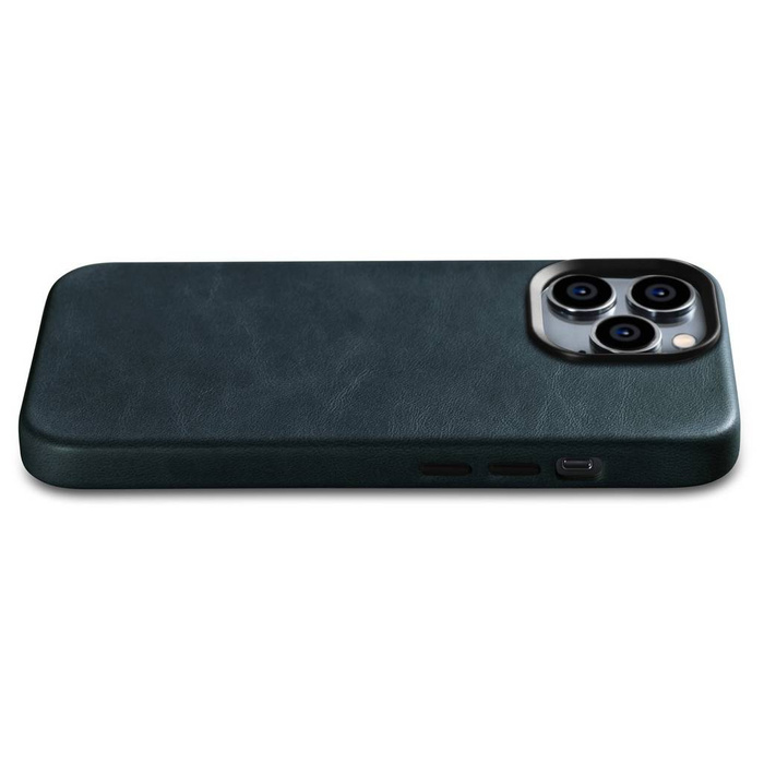 iCarer Oil Wax Premium Funda de cuero iPhone 14 Pro Max Funda magnética de cuero con MagSafe azul oscuro (WMI14220704-BU)