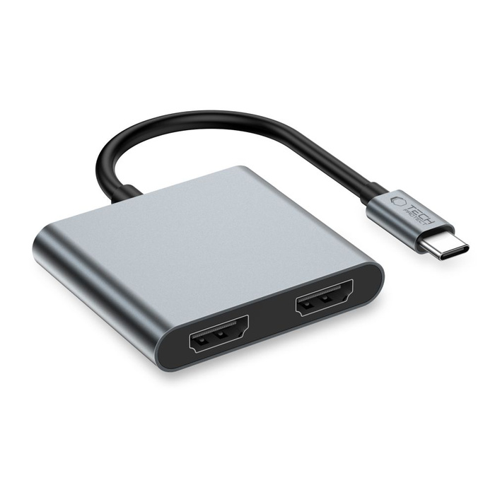 TECH-PROTECT HB08 HUB ADAPTER 4IN1 TYPE-C + USB2.0 + 2 x HDMI 4K 60HZ SPACE GREY