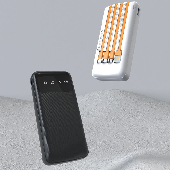 Dudao K6Pro uniwersalny powerbank 10000mAh z kablem USB, USB Typ C, Lightning biały (K6Pro-white)