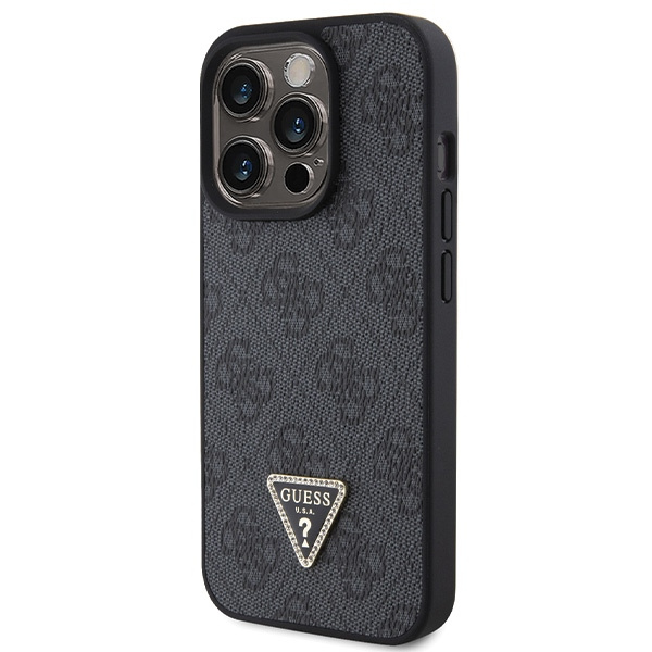 Etui Guess GUHCP15XP4TDPK iPhone 15 Pro Max 6.7" czarny/black hardcase Leather 4G Diamond Triangle Case