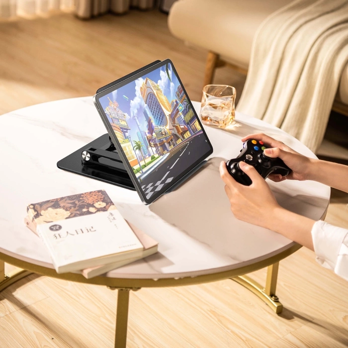 Wozinsky WRS-CPY84SB 360-Laptopständer aus Aluminium + Gratis! Smartphone-Ständer – schwarz