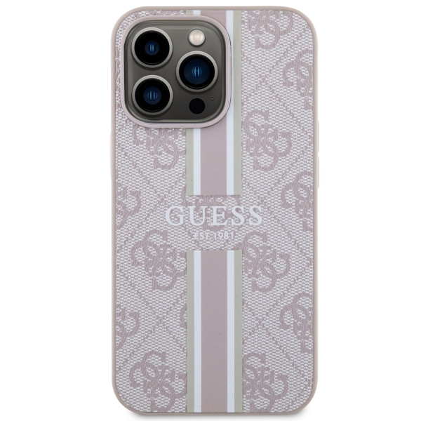 Funda Guess GUHMP13LP4RPSP iPhone 13 Pro / 13 6.1" rosa/rosa durocase 4G Impreso Rayas MagSafe Case