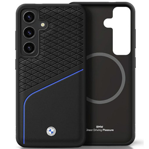 Coque BMW Leather Textured and Smooth MagSafe pour Samsung Galaxy S25 noir