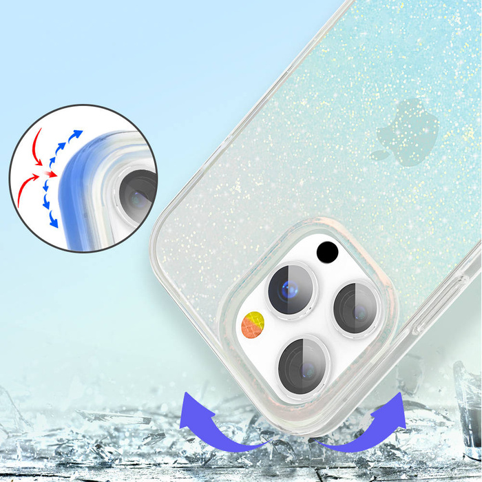 Custodia per telefono elegante di lusso Kingxbar Streamer Series per iPhone 13 Pro blu (triangolo)