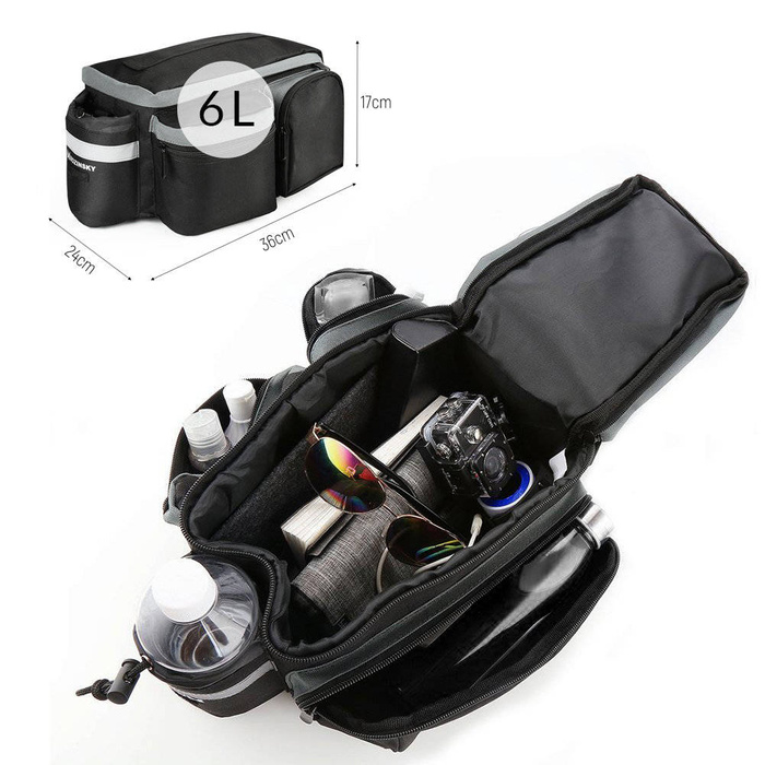 Wozinsky Fahrradträgertasche mit Schultergurt 6l schwarz (WBB3BK)