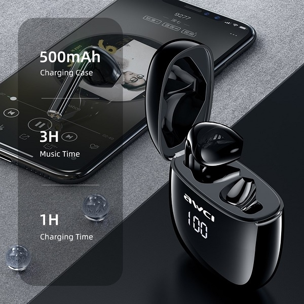 Sluchátka AWEI Bluetooth 5.0 T28P TWS Dokovací stanice černá