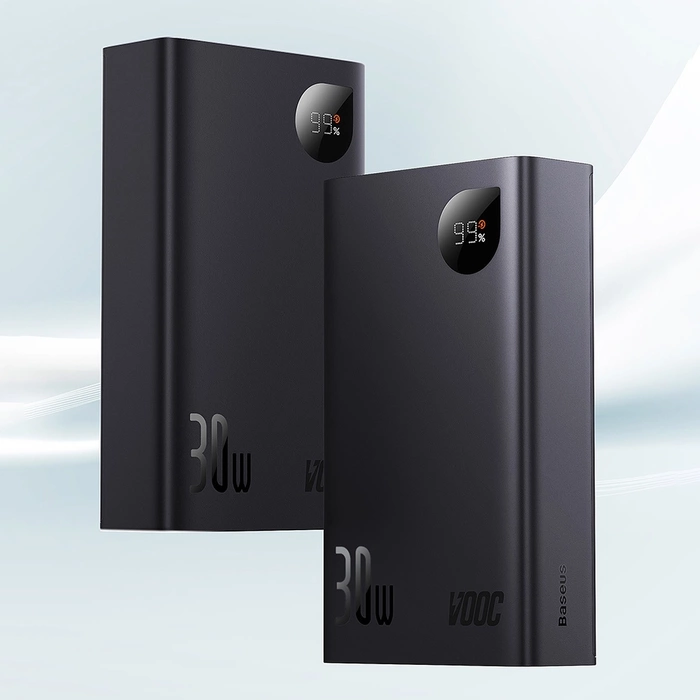 Baseus Adaman2 Powerbank mit bildschirmem digital 20000mAh 30W 2 x USB / 1x USB Typ C Power Delivery Quick Charge SCP, Oppo Super VOOC schwarz (PPAD050101)