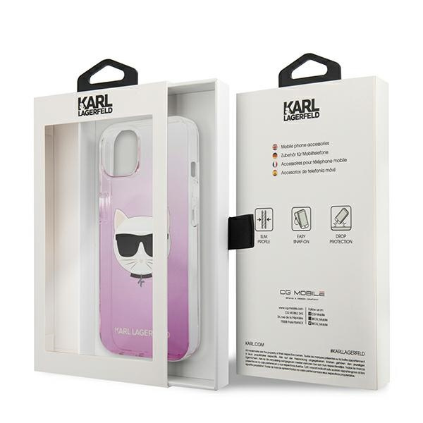 Pouzdro KARL LAGERFELD Apple iPhone 13 Mini Choupette Head Pink Hardcase