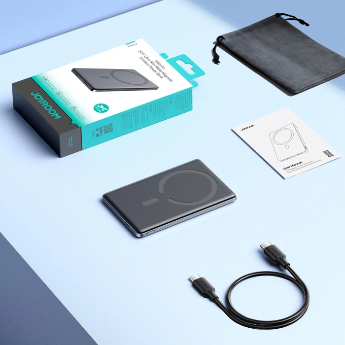 Powerbank Joyroom JR-PBM08 5000mAh 20W ultra-thin with inductive charging - gray