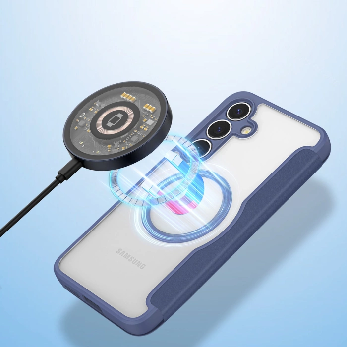 Dux Ducis Skin X Pro Hülle für Samsung Galaxy S25 mit MagSafe und Geldbörse – Blau