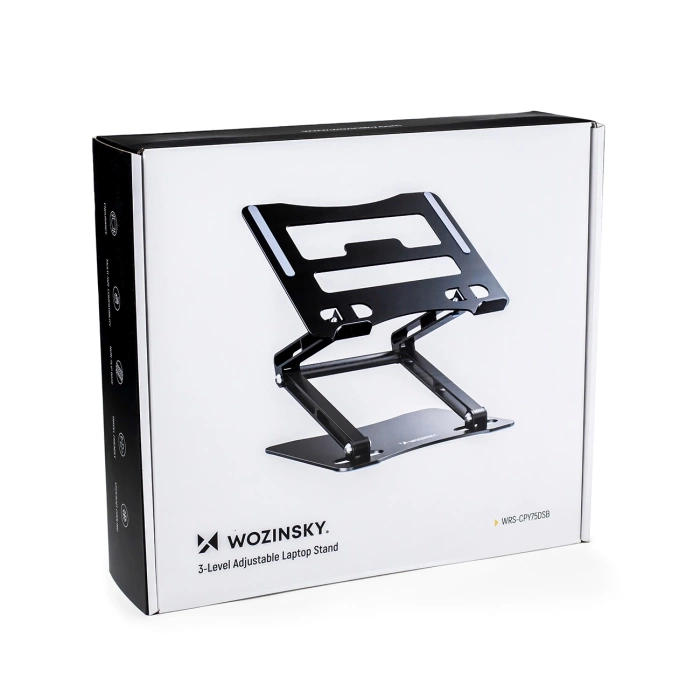 Wozinsky WRS-CPY75DSB Aluminium-Laptopständer + Gratis! Smartphone-Ständer – schwarz