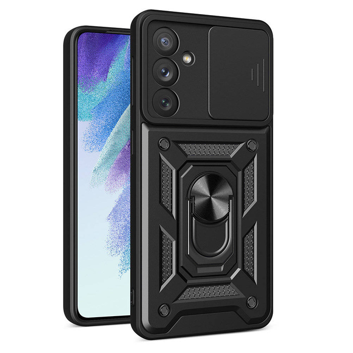 Coque Hybrid Armor Camshield pour Samsung Galaxy A54 5G coque blindée avec cache caméra noir