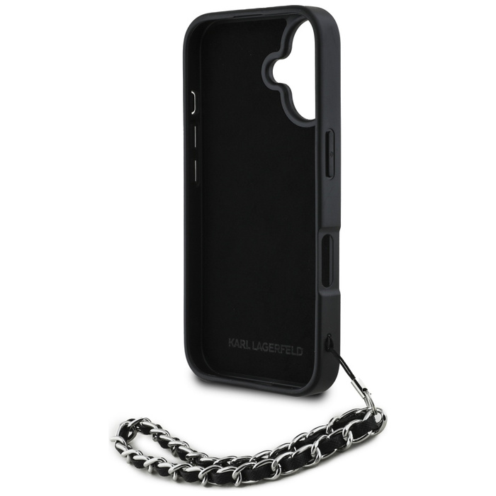 Etui Karl Lagerfeld Saffiano Crystals    w/Chain do iPhone 16 czarny