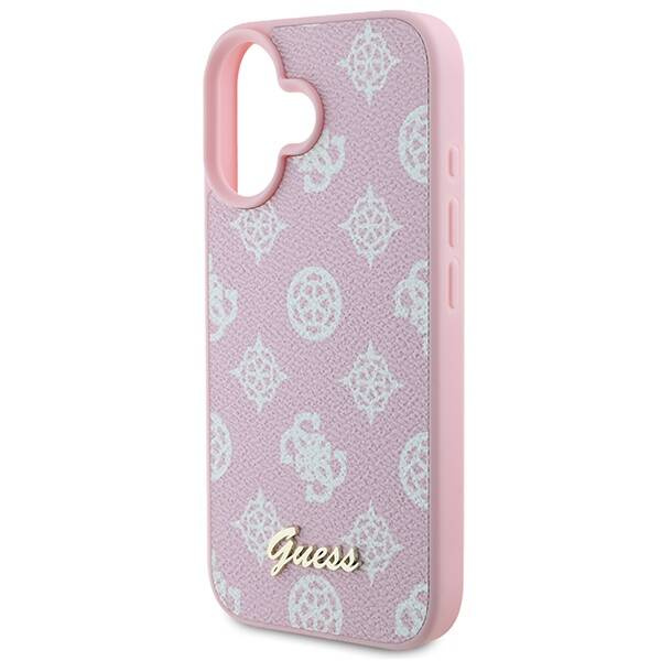 Etui Guess iPhone 16 Plus 6.7" różowy/pink hardcase Peony Script Logo MagSafe
