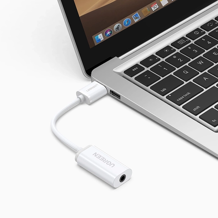 UGREEN US206 Audio Adapter, USB to Mini Jack 3.5mm AUX (White)